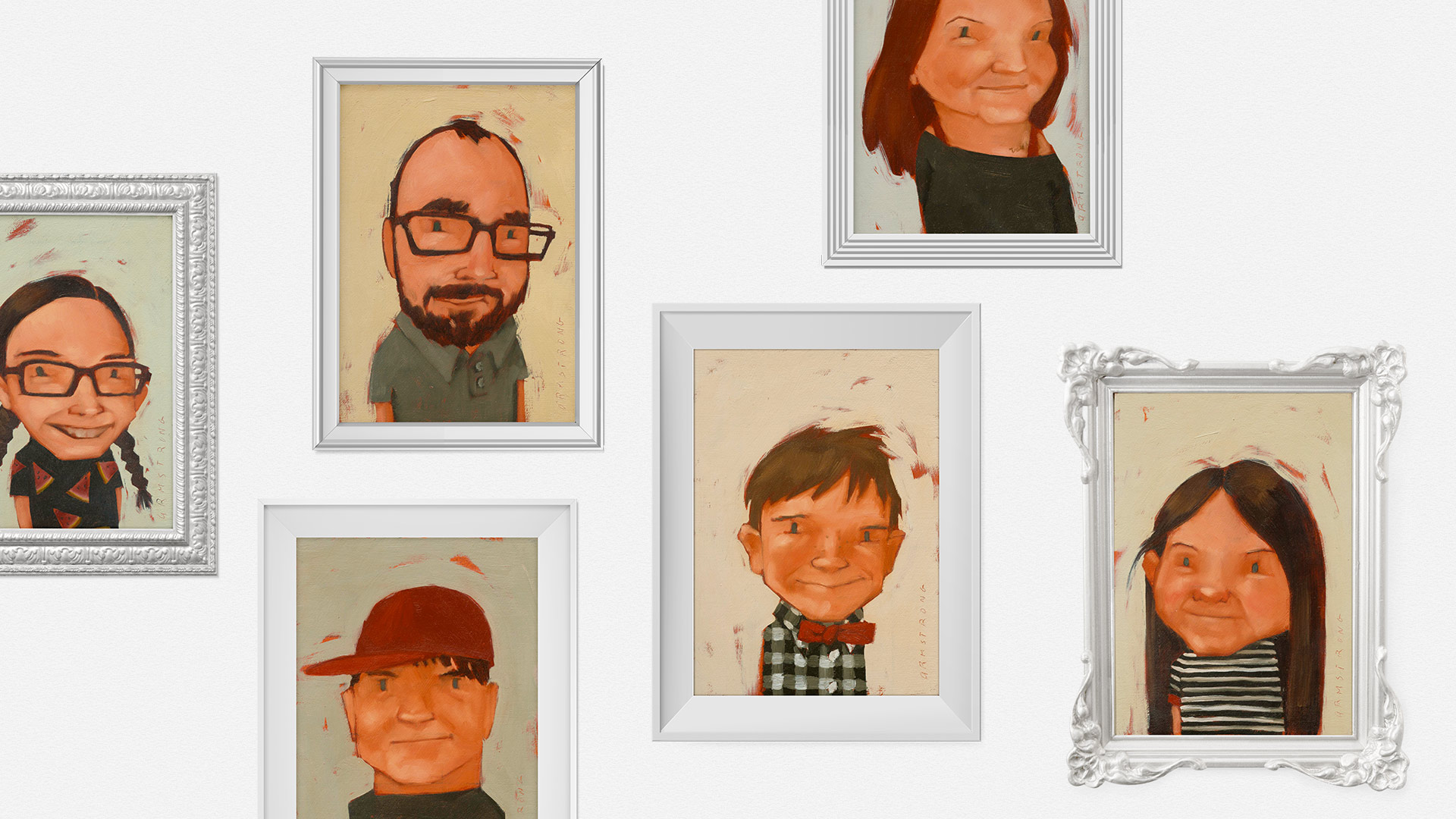 Andrea Armstrong | Illustration | Salon-style illustrative family portraits