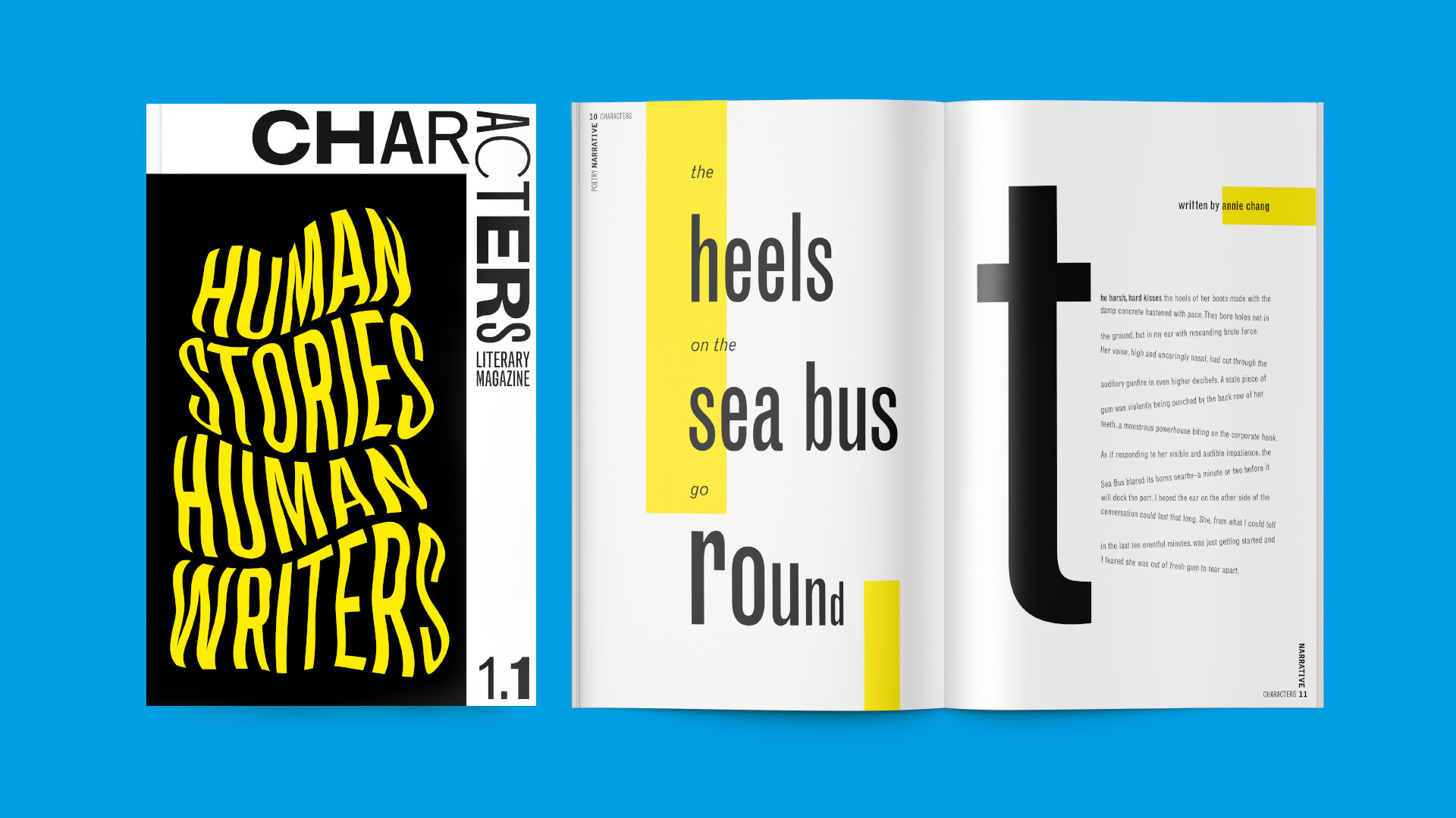 Annie Chang | Design | Characters Literary Magazine, Cover and Spread