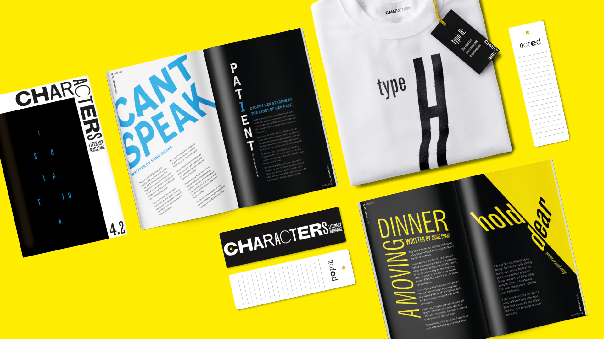 Annie Chang | Design | Characters Literary Magazine, Cover, Spreads, and Collateral