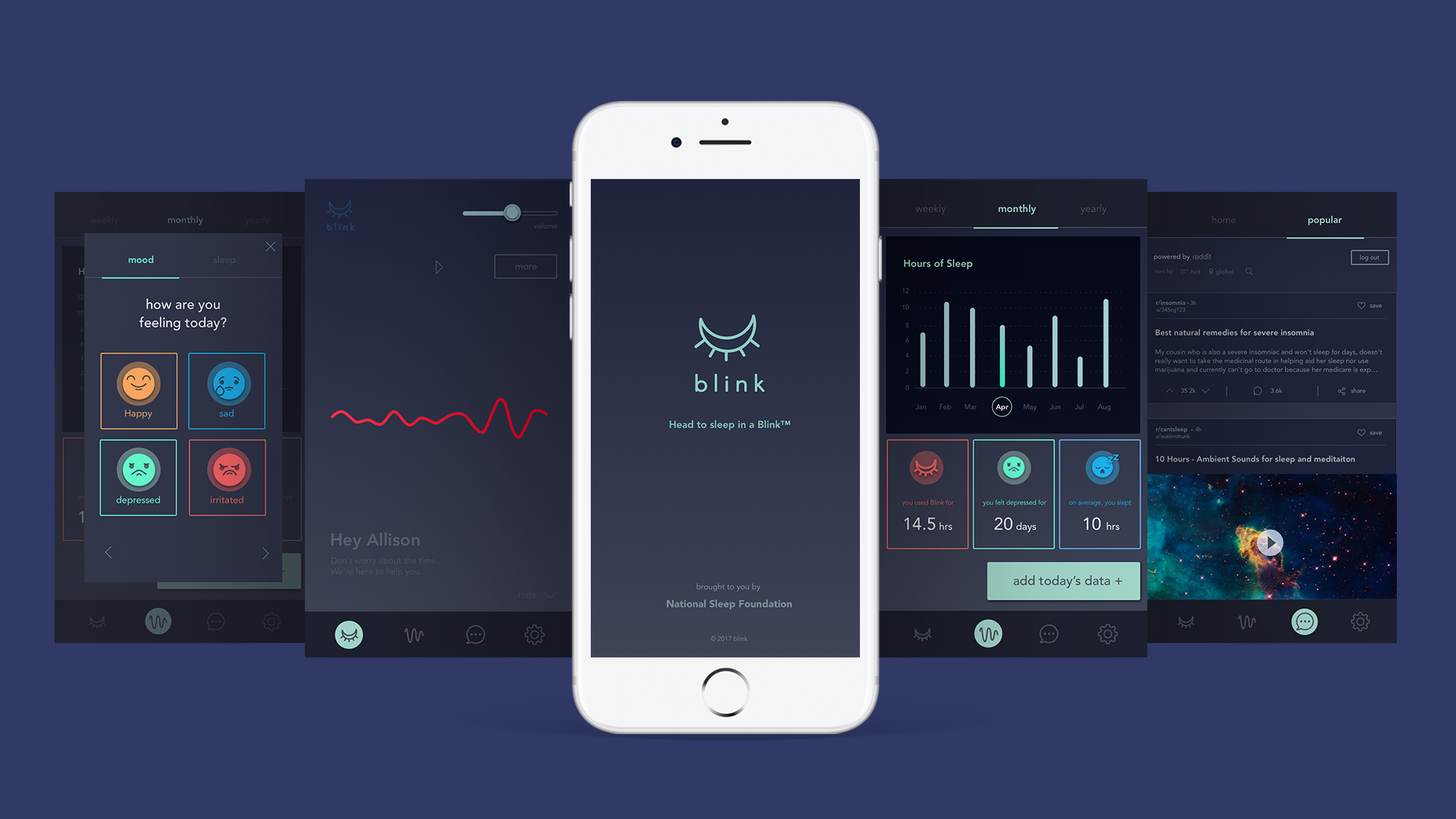 Annie Lee | Digital | Blink, an app that helps young adults manage their sleeping routine and the quality of their sleep