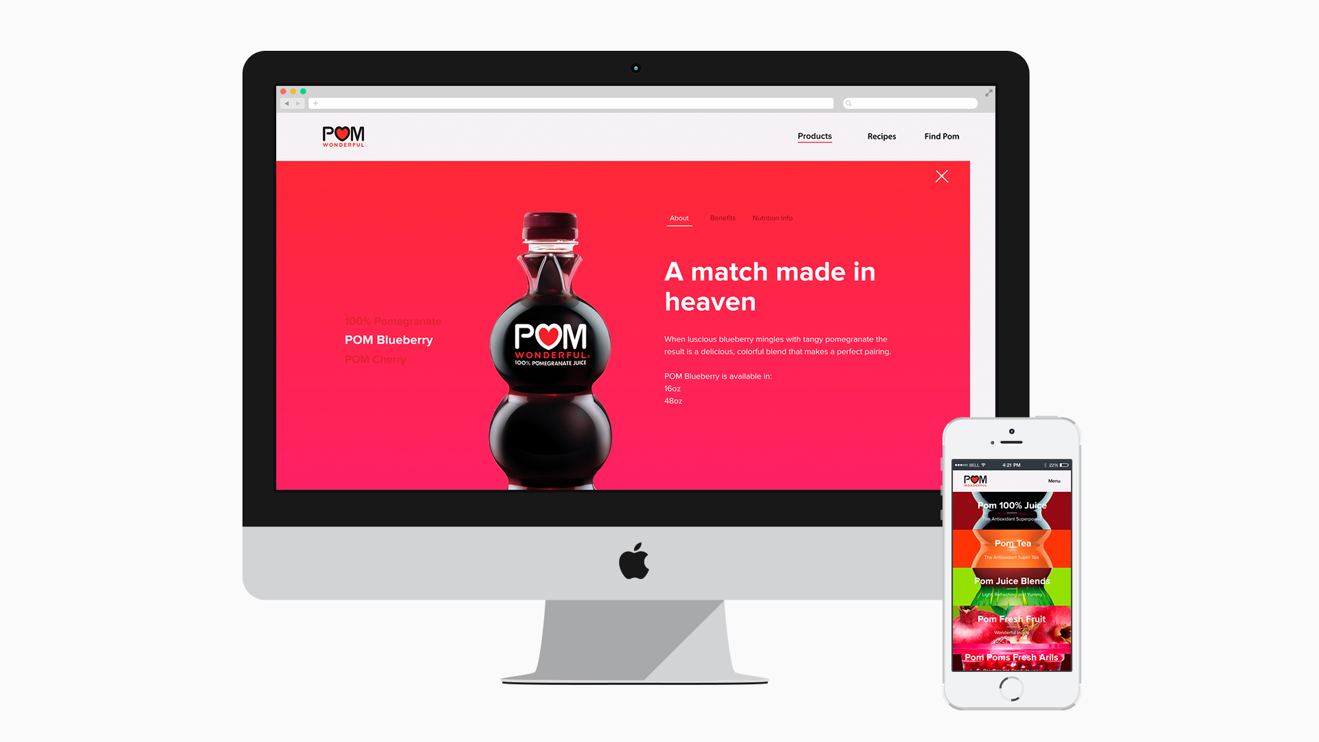 Annie Lee | Digital | Pom Wonderful re-design, a responsive, vibrant and easy-to-navigate website for on-the-go individuals