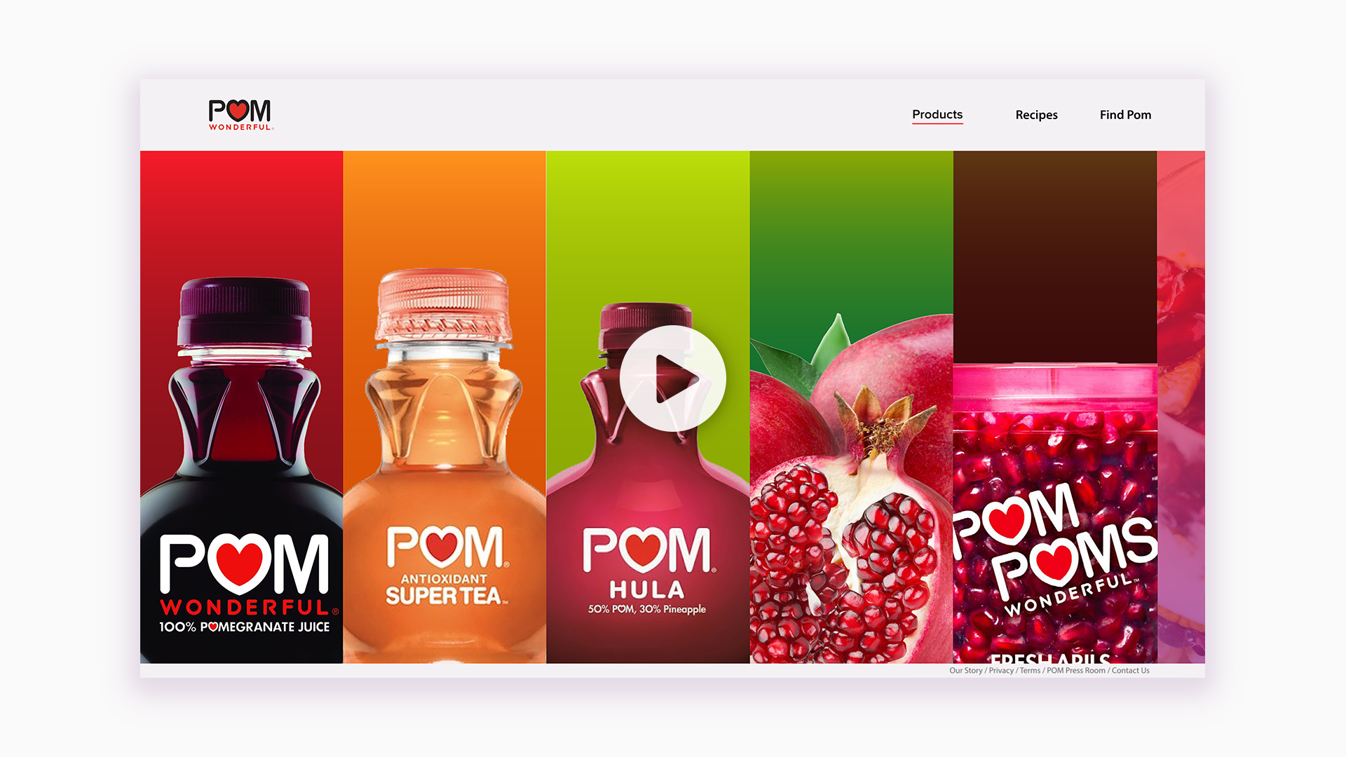 Annie Lee | Digital | Pom Wonderful re-design, a responsive, vibrant and easy-to-navigate website for on-the-go individuals