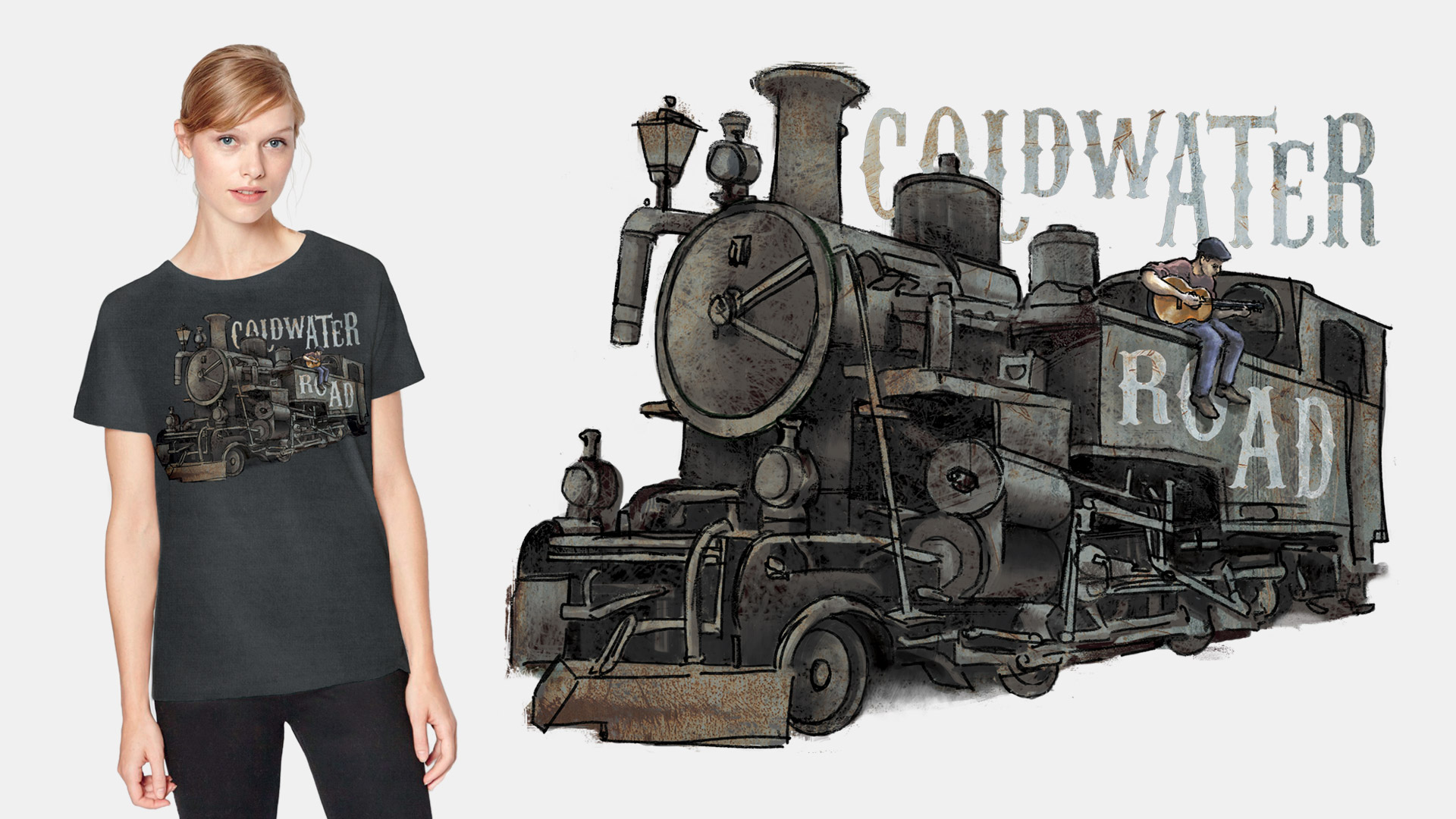 Cara Bain | Illustration | “Coldwater Road.” Folk band swag