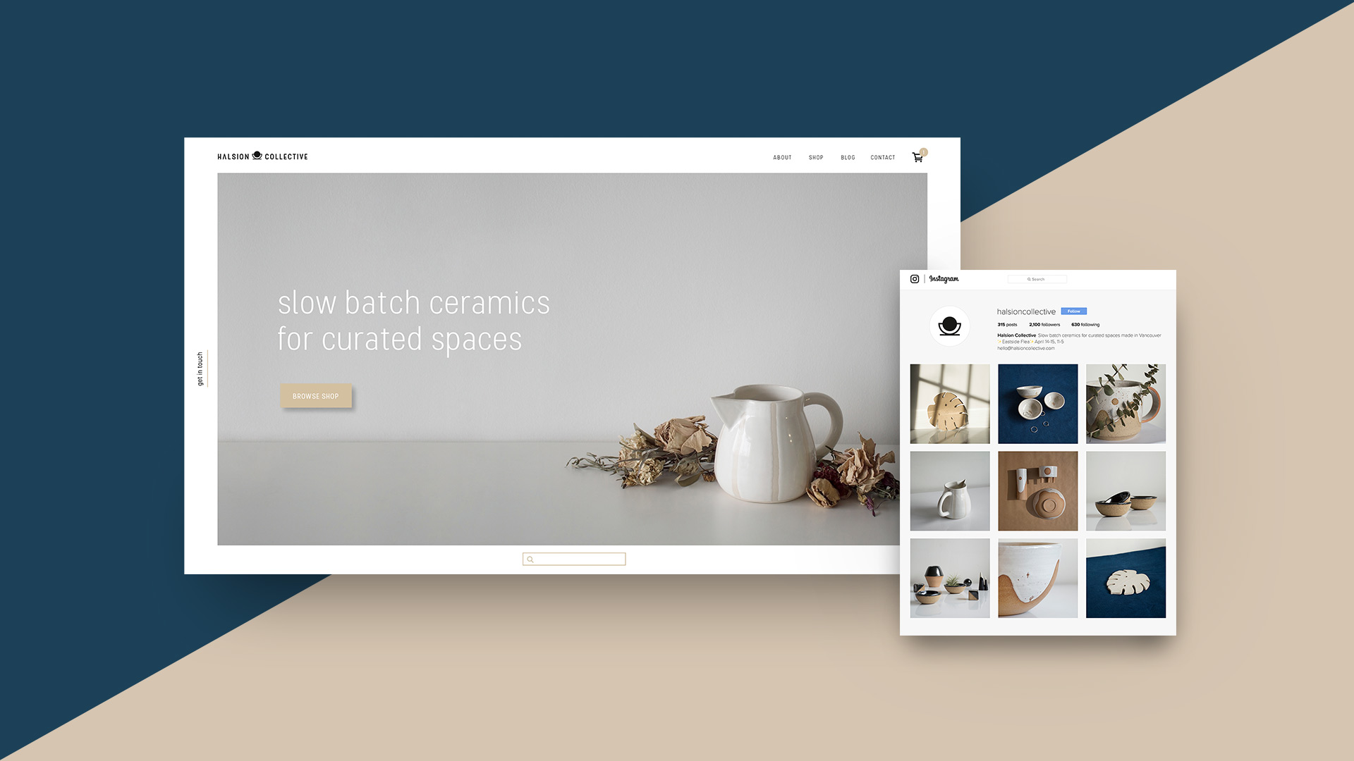 Shanene Lau | Identity  | Homepage and Instagram feed for Halsion Collective ceramics. In collaboration with Danielle Vallée