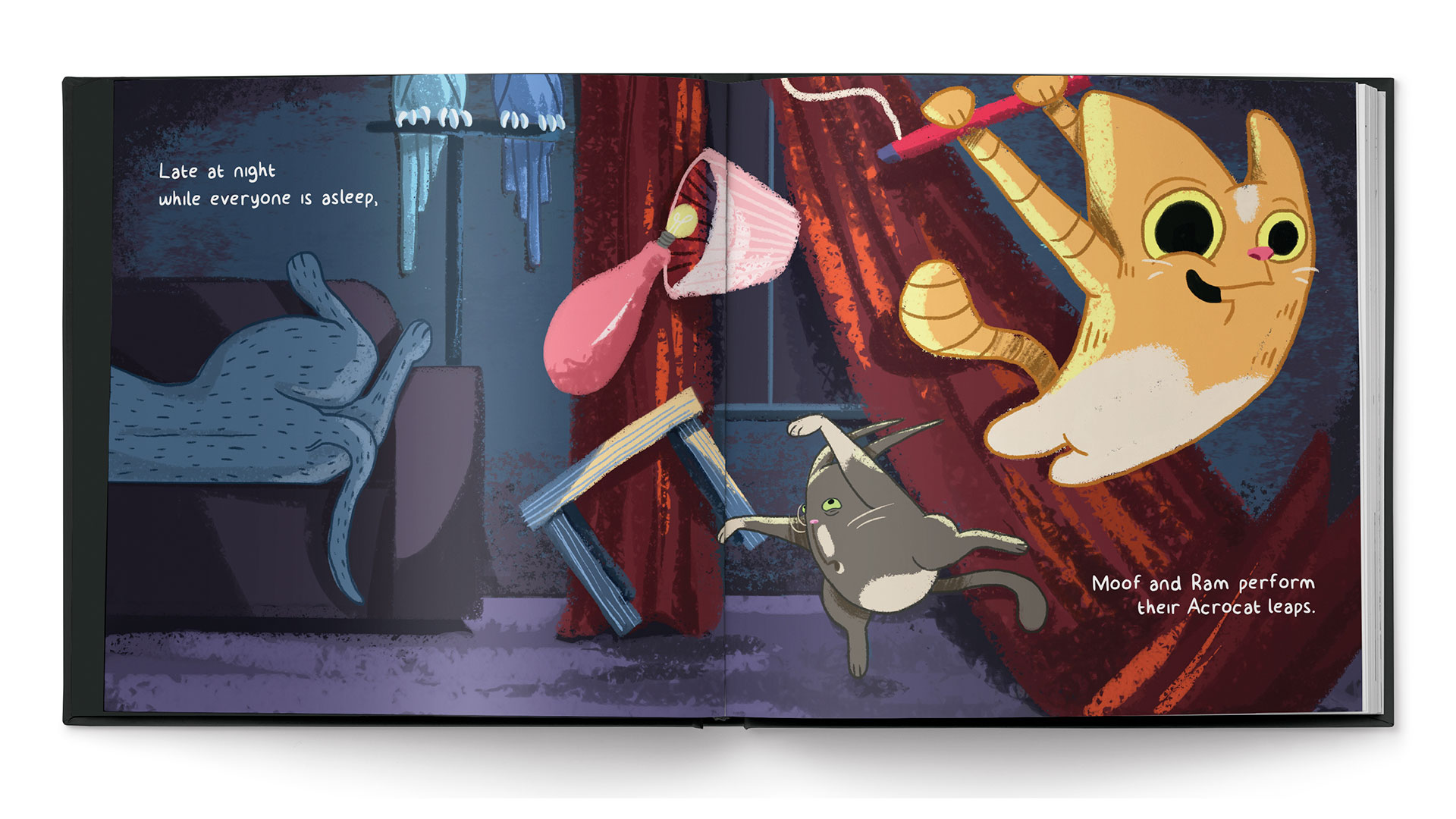 Shay Klassen | Illustration | Spread from illustrated children’s book, “The Acrocats.”
