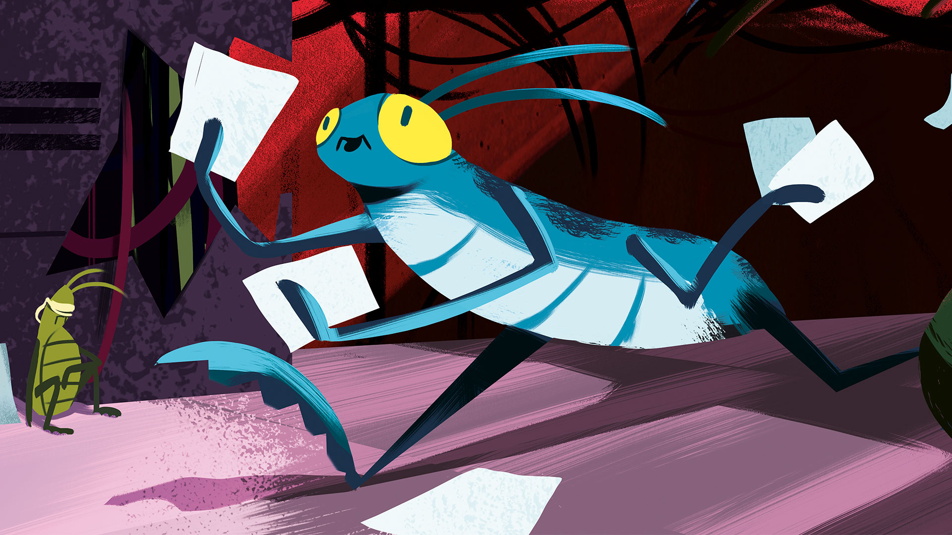 Shay Klassen | Illustration | Splash art for animated series pitch, “Bug in the System.”
