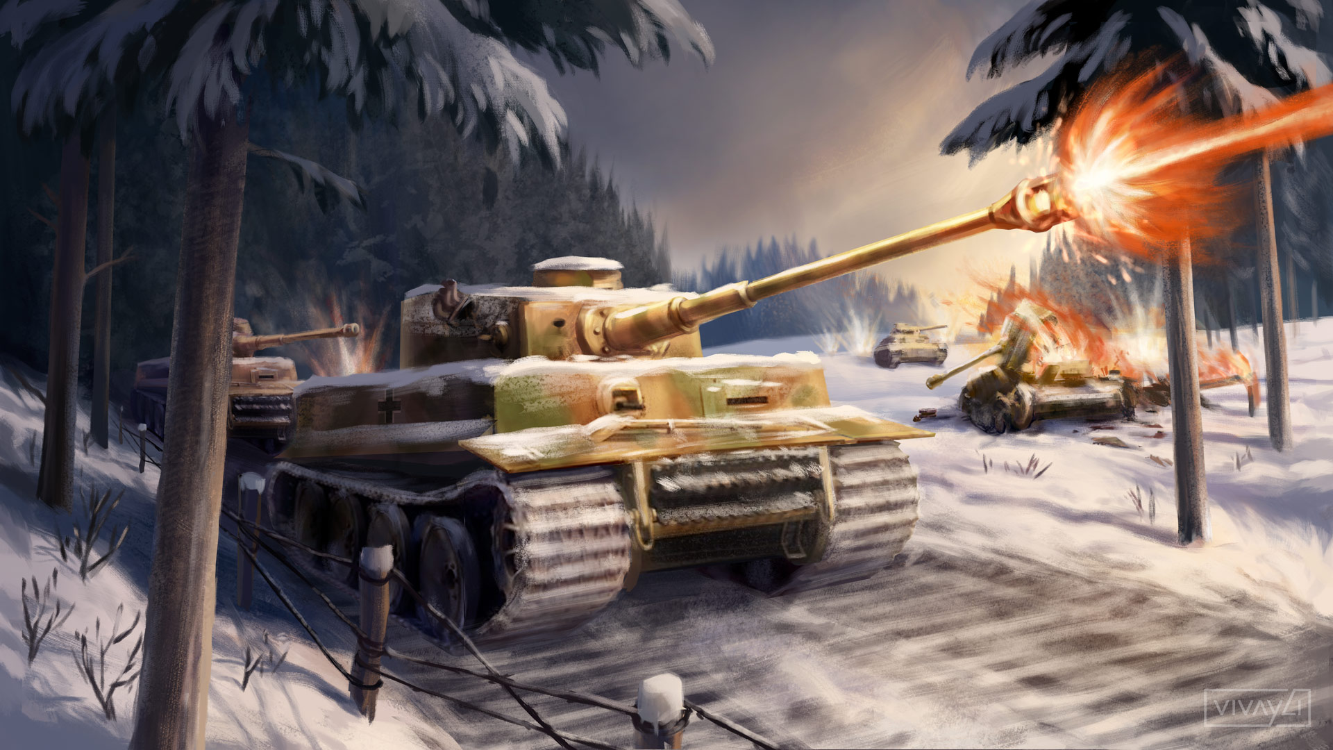 Vivay Li | Illustration | Promotional art for the tank strategy game Battle Fleet: Ground Assault by Mythical City Games